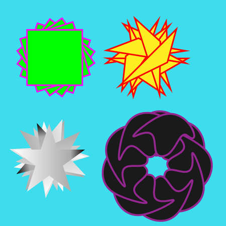 vector illustration. On a blue background, bright fractal design elements obtained by repeating geometric shapes.のイラスト素材