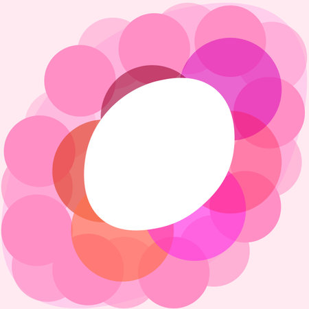 Vector. Background, texture. business. celebration. On a pink background, transparent balloons in pink tones. In the middle is a white ellipse.のイラスト素材
