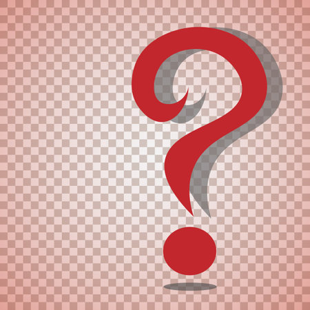 Vector graphics. On a transparent background, a large red question mark with a dark shadow.âのイラスト素材