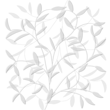 Vector graphics. On a white background there is a simple ornament of leaves in black and white colors.のイラスト素材