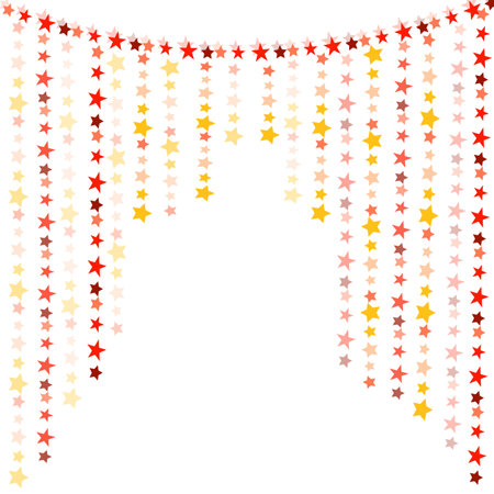 Vector graphics. On a white background, many hanging garlands of stars.のイラスト素材