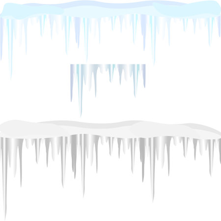Vector graphics. Various icicles on a white background.のイラスト素材