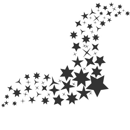 Vector graphics. On a white background, black, various flying stars.のイラスト素材