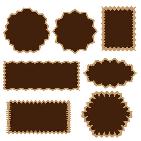 Vector graphics. Seven stickers, price tags, badges on a white background.のイラスト素材