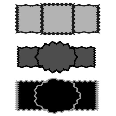 Vector graphics. On a white background three labels, stickers, price tags, badges.のイラスト素材