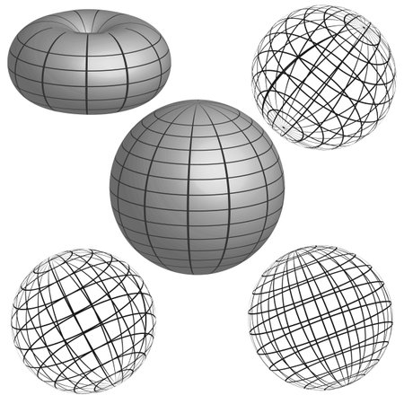 Vector graphics. On a white background. Five spherical elements, spheres.のイラスト素材