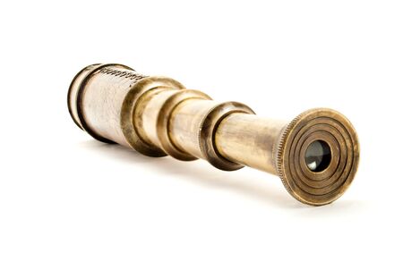 Antique spyglass, isolated on white.の写真素材