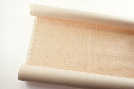 Canvas of orange grid paper, fragment.の写真素材