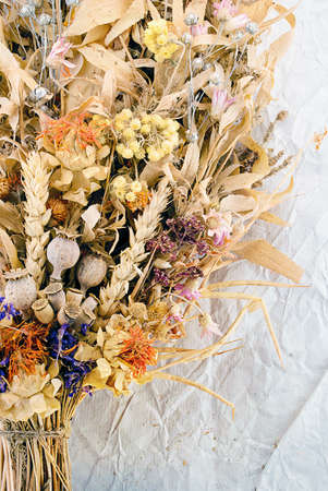 Closeup of autumn beautiful herbs   flowers composition の写真素材