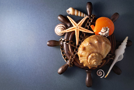 Few marine items over gray background の写真素材