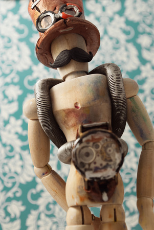 Classic wooden dummy in steampunk world.の写真素材