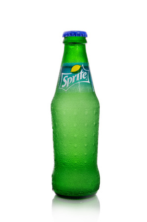 MINSK, BELARUS-DECEMBER 8, 2016: Editorial photo of Sprite bottle isolated on white. Sprite is a global brand of lemon lime flavored carbonated soft drinks created by The Coca-Cola Company.のeditorial素材