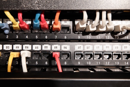 Network panel, switch and cable  Selective focusの写真素材