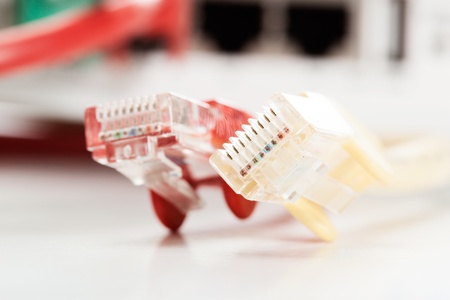 Computer Network Cable on white background  Selective focus