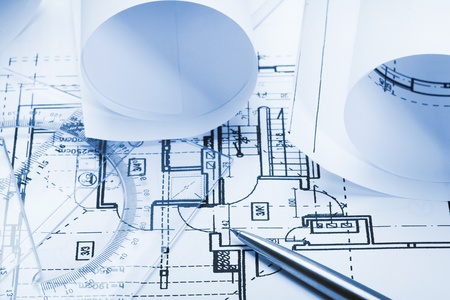 Architect plan - blue tone