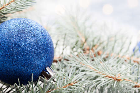 Blue christmas decoration  Selective focusの写真素材