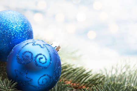 Blue christmas decoration  Selective focusの写真素材