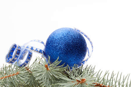 Blue christmas bauble  Selective focus の写真素材