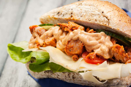 Kebab sandwich on a tableの写真素材