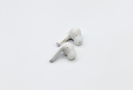 Earphones isolated on white background. Earphones on white background.