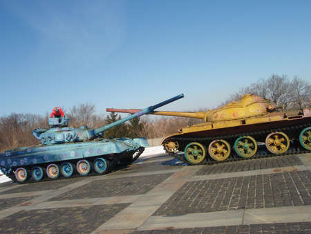 A peaceful tank is in a museum  Kyiv  Ukraine の写真素材