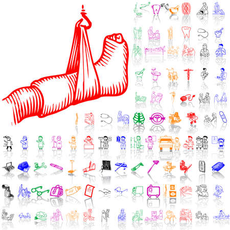 Set of medical sketches. Part 10. Isolated groups and layers. Global colors.  のイラスト素材