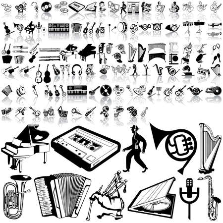 Music set of black sketch. Part 7. Isolated groups and layers.  のイラスト素材