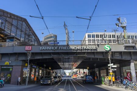 Berlin, Germany, May 7, 2018,People and cars in the Friedrichstrasse at the station Friedrichstrasseのeditorial素材