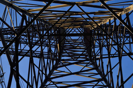 The structure of the power mast seen from the inside.の写真素材