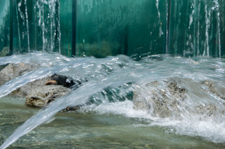 A fountain in the square of WrocÅaw's Old Town.の写真素材
