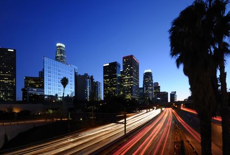 Los Angeles downtown skyline at night
