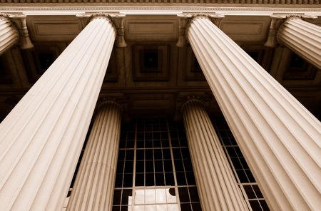 columns outside of an Ivy University (b&w)