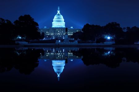 U.S. Capitol at night, Washington D.C. の写真素材