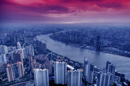 Panoramic view of Modern Shanghai, Chinaの写真素材