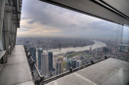 View of Shanghai through a window
