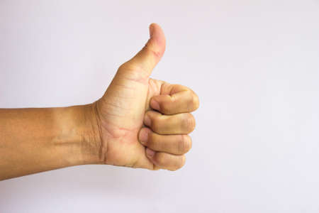 Collection hand thump up on white backgroundの写真素材