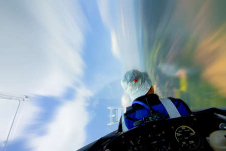 pilot in sailplane, flyingの写真素材