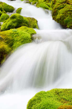 natural waterfall in mountains の写真素材