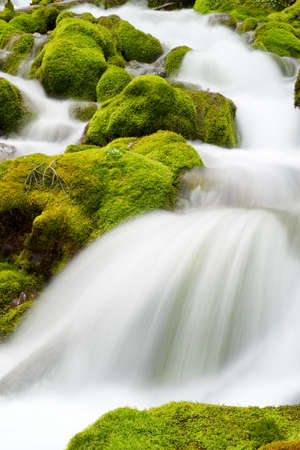 natural waterfall in mountains の写真素材