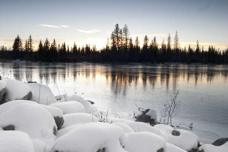 winter lake at twilight