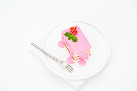 Small cakes with a pink icingの写真素材