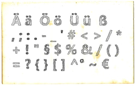 A artistic special character set. Old paper as background