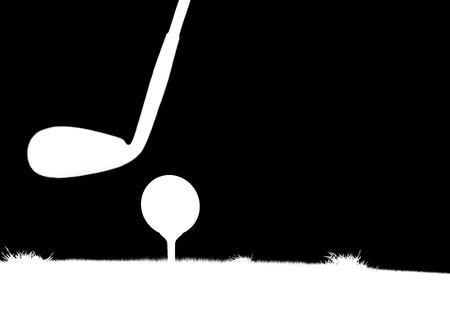 Alpha channel of a Golf ball on tee in front of driverの写真素材