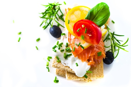 Sandwich with cream cheese and smoked salmon