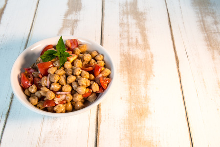 Chickpeas vegetarian saladの写真素材