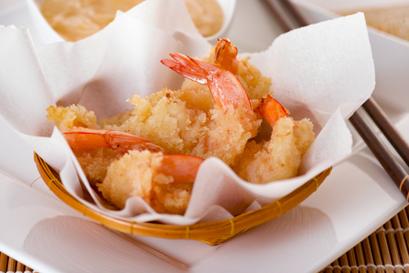 Spicy asian fried shrimp called bang bangの写真素材
