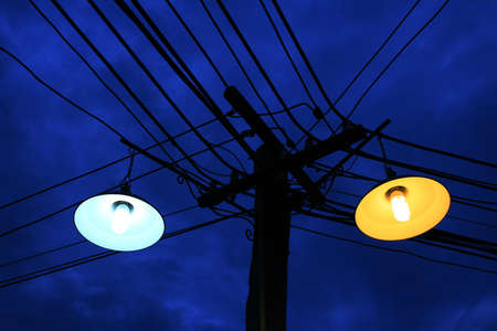 Double Lamp During Twilightの写真素材