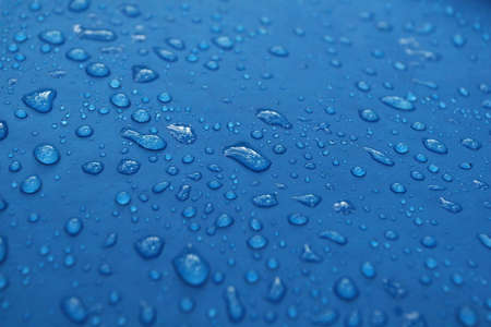 Blue Rain Drops Backgroundの写真素材