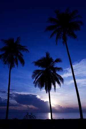 Silhouette of a Bike on the Beachの写真素材