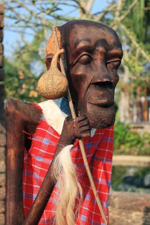 Male African wood carvingsの写真素材